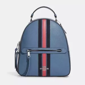 Coach Jordyn Backpack With Varsity Stripe Blue/Pink - Picture 1 of 11