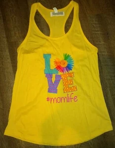Yellow Racer Back Tank Top Ideal T by Next Level Size XL #LOVE Mom Life Daisy - Picture 1 of 4