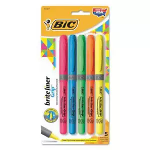 BIC Brite Liner Grip Pocket Highlighter, Assorted Ink Colors, Chisel Tip, Assort - Picture 1 of 4