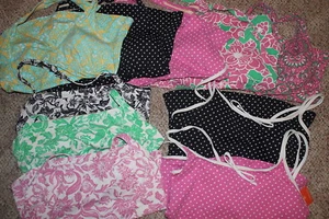 LANDS END Halter Cami Straight Neck TANKINI SWIM TOP Swim Piece NAVY multi  12 - Picture 1 of 10