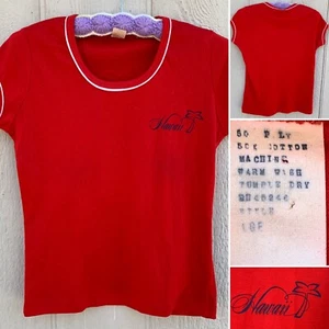 Vintage Hawaii Tee Ladies Womens T Shirt Graphic Tee 70s 80s 1970s 1980s - Picture 1 of 12