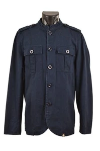 Pretty Green Langford Mandarin Collar Military Twill Jacket Blue C7GMU-1327 Gr. M - Bild 1 von 7