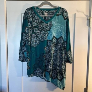 Chicos Top Größe 3 EUC Damen mehrfarbig 3/4 Ärmel Rayon/Spandex - Bild 1 von 4