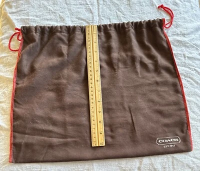 Funda protectora para bolsa antipolvo COACH marrón almacenamiento borde rojo cordón 13 x 16 Foto 1 de 4