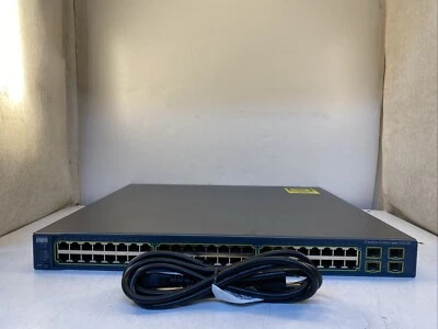 Conmutador Ethernet Cisco Catalyst 3560G PoE-48 WS-C3560G-48PS-S V02 con cable de alimentación Foto 1 de 4