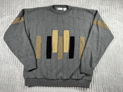 Bachrach 毛衣男式 XL 多色纹理 Coogi 风格 Grandpacore Cosby 灰色 — 第 1/4 张图片
