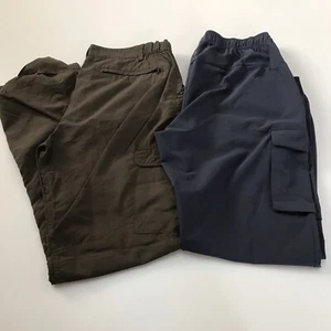 Lot 2 Apana Woman's Black Pants Elastic Waist Size medium Athletic Cargo Hiking - Picture 1 of 12