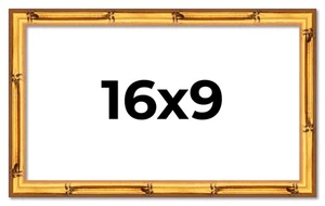 16x9 Frame Gold Bamboo Picture Frame Modern Photo Frame UV Acrylic, Acid Free - Picture 1 of 10