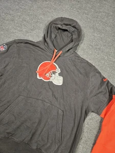 Nike NFL Cleveland Browns Hoodie Sz L Gray Orange Team Issued Coach Pullover - Picture 1 of 10
