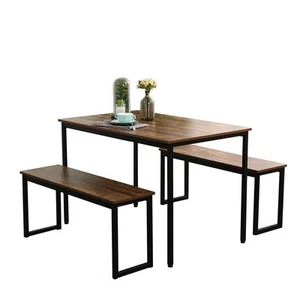 Dining Table Set with Two Benches,Kitchen Table Set for 2-4 Persons,3 Pieces ... - Picture 1 of 8