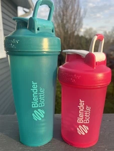 2 Blender Bottle Classic Teal 28 oz and 22 oz Pink Prostak - Picture 1 of 7