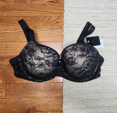 Sujetador camiseta Wacoal 853201 con aros forrado encaje finura contorno 38D negro Foto 1 de 4