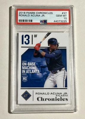 PSA 10 Ronald Acuna Jr RC #37 2018 Panini Chronicles Foto 1 de 2