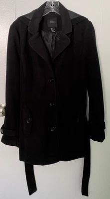Abrigo Forever 21 Pea Mujer Talla Grande Negro Forrado Chaqueta Capucha Extraíble Foto 1 de 4