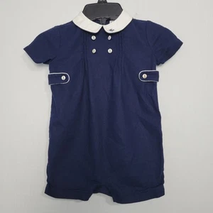 Pagliaccetto marinaio Ralph Lauren misto lino bambino taglia 24M blu navy, colletto bianco nautico - Foto 1 di 8