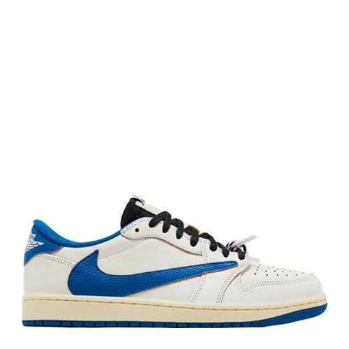 Fragment Design x Travis Scott x Jordan 1 Low Retro OG Sail Military Blue