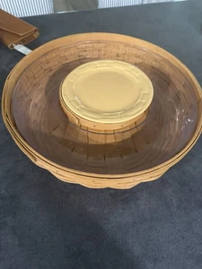 Cesta de guirnalda Longaberger 2007 marrón cálido con forro de plástico 14,5"D • Snack n' Dip - Imagen 1 de 5