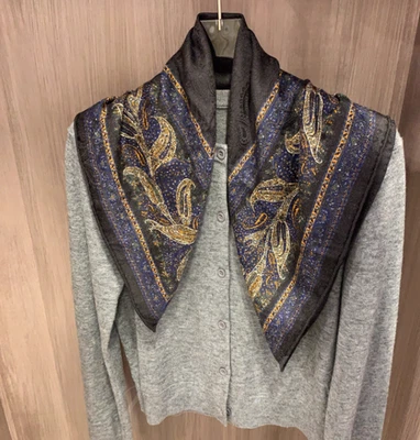 Mantón bufanda 70% cachemir 30% seda jacquard 63X63cm doble cara estampado cachemir nuevo Foto 1 de 4