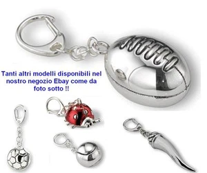 BOMBONIERA PORTACHIAVI PALLONE RUGBY Cm.3Dx8,5H in GALVANICA ARGENTO 925% 9496 - Picture 1 of 1