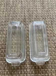 2 Vintage Glass Butter Dish Liners - standard size No Chips Set Pair - Picture 1 of 7