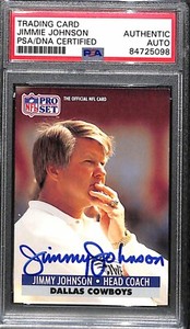 Jimmy Johnson 1991 Pro Set #135 Signed Autographed Card PSA "NFL 2020 HOF" Rare!