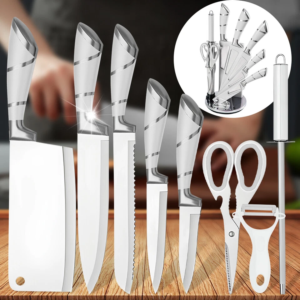 9PCS Kitchen Knife Set Stainless Steel Ultra Sharp Steak Cooking Chef Knives USA - Image 1 of 4