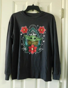 Star Wars Baby Yoda Womens T-Shirt Long Sleeve Juniors Size Medium NWT - Picture 1 of 6