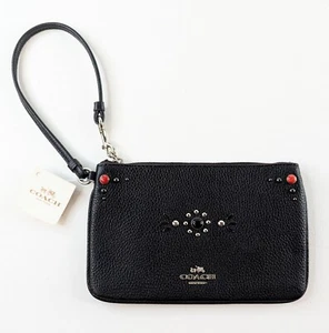 Coach Women's Western Rivets Small Wristlet- Black W/ Studs - NEW - Picture 1 of 7