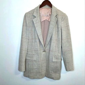 Massimo Dutti Wool Blend Tan Beige One Button Blazer Size 6 - Picture 1 of 11
