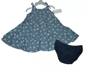 Oshkosh 4th of July B'Gosh Dress Baby Girls Star Set Blue Size 9M 9 Months NWT - Picture 1 of 3