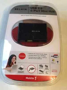 BELKIN USB 2.0 / 4-PORT mini Hub P47182 Multi Use Mobile Travel Mini Hub NEW - Photo 1/4