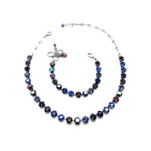 Mariana Jewelry Set Necklace & Bracelet Capri Blue, Fuchsia & AB Austrian Cry... - Picture 1 of 3