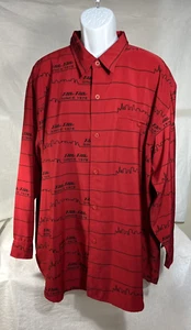 Vintage Pelle Pelle Marc Buchanan Sz 2XL XXL Red Spell out Logo Button Up Shirt - Picture 1 of 11