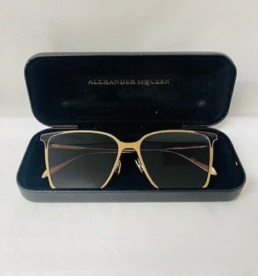 Alexander McQueen AM0205S Square Sunglasses in Gold w/ Violet Lens- NEW IN CASE - Image 1 of 4