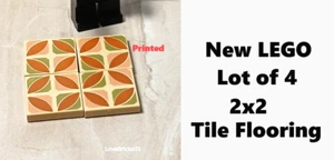 New LEGO Floor Tiles Lot of 4 Mosaic Sand Neutral Colors 2x2 Printed Kitchen - Picture 1 of 1