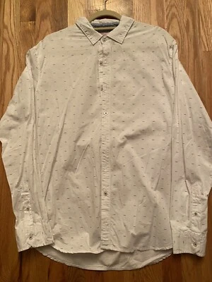 Camisa Michael Brandon Para Hombres Calce Ajustado Blanca Estampada Con Botones XL Foto 1 de 2