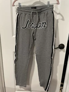 Nike Jordan Youth Big Boys' Tape Knit Pant big logo gray Size L (12-13) Striped - Picture 1 of 7