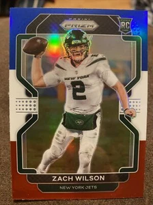 2021 Prizm Zach Wilson Red White Blue Zach Wilson Rookie #332 Jets RC Parallel - Bild 1 von 2