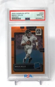 2022 Panini Donruss Optic Malik Willis Rated Rookie Orange Prizm RC #/199 PSA 10 - Foto 1 di 2
