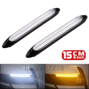 2X 6" LED DRL Tira Coche Luz de Carrera Diurna Señal de Giro Secuencial Blanco Ámbar - Imagen 1 de 10