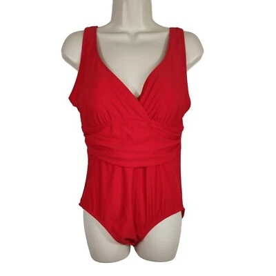 Catalina One Piece Swimsuit V-neck Women Size L 12-14 Red NEW W/O TAGS  - Image 1 of 4