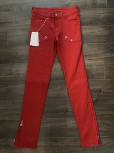 Zadig & Voltaire Red Jeans Denim Pants Womens Size 26 Evrell Skinny Zip Pant Leg - Picture 1 of 9