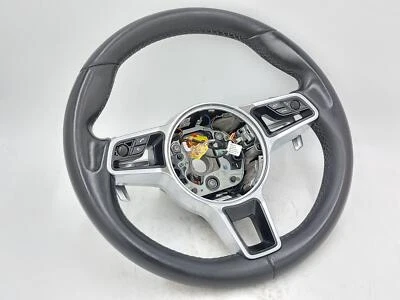11-16 PORSCHE CAYENNE 958 LEFT STEERING WHEEL  BLACK LEATHER W/ PADDLE SHIFTERS - Image 1 of 4