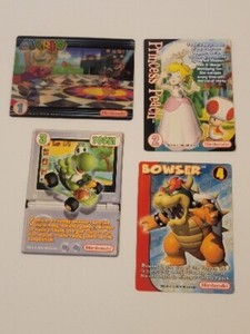 💎 ALL 4 Cards! + 3D Hologram Card (#1) 2004 Mario Nintendo Trading Cards 