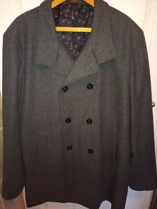Men's Easy Black Label Grey wool mix overcoat Size 3XL Chest 50" Length 36"