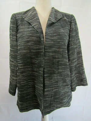 Blazer abierto ligero negro/blanco Eileen Fisher talla S Foto 1 de 4