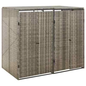 Mülltonnenbox für 2 Tonnen Poly Rattan Müllbox Mülltonnenverkleidung Metall neu - Bild 1 von 22