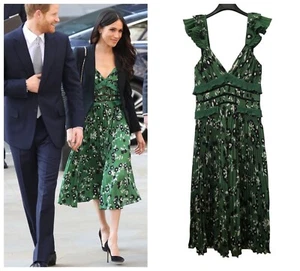 RARE Self Portrait Cold Shoulder Green Floral Midi Dress UK8 $510 BNWT ASO Celeb - Picture 1 of 10