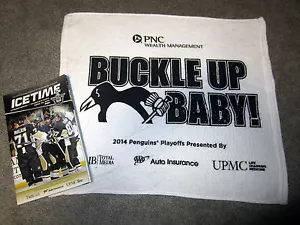 Pittsburgh Penguins 2014 Playoff RALLY TOWEL game 5 Blue Jackets Program Crosby - Picture 1 of 1