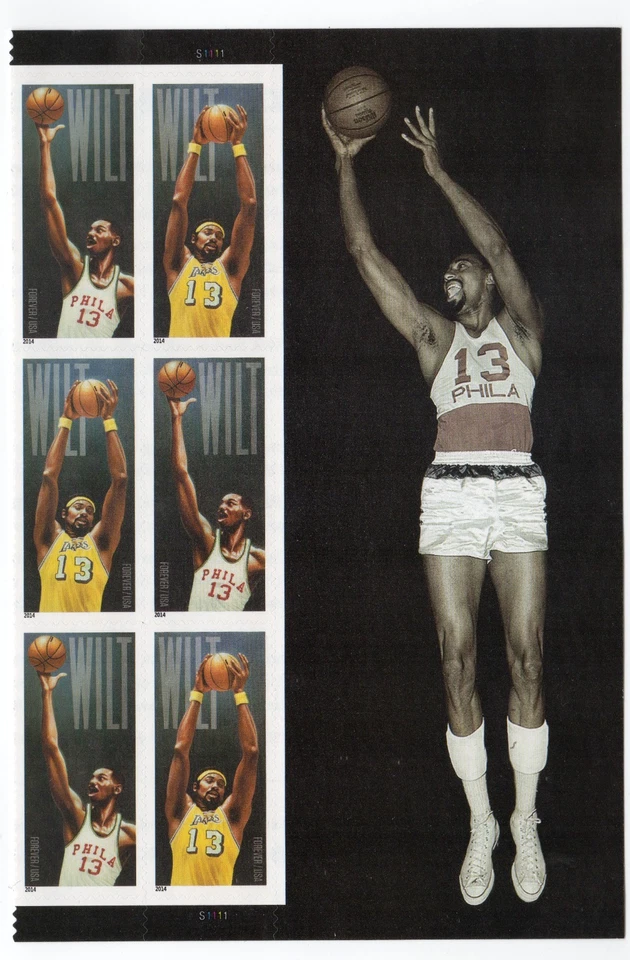 Scott #4951 Wilt Chamberlain Plate Block of 6 Forever Stamps - MNH Right - Image 1 of 1
